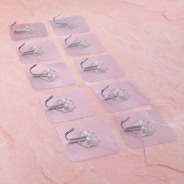 Heavy Duty Flower Adhesive Wall Hooks - (10 Pc  Set)